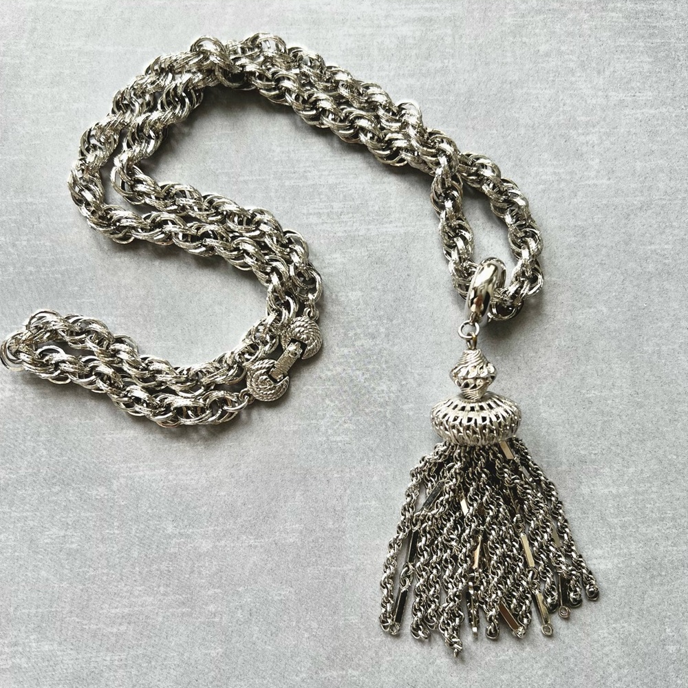 Vintage Monet 1960’s Damita Matinee Chain Necklace With Tassel